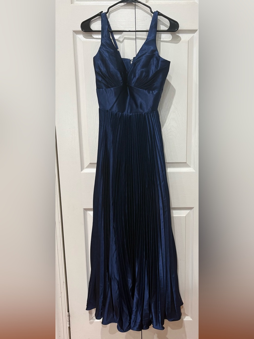 Sleeveless Navy Pleated Maxi Skirt Dress
